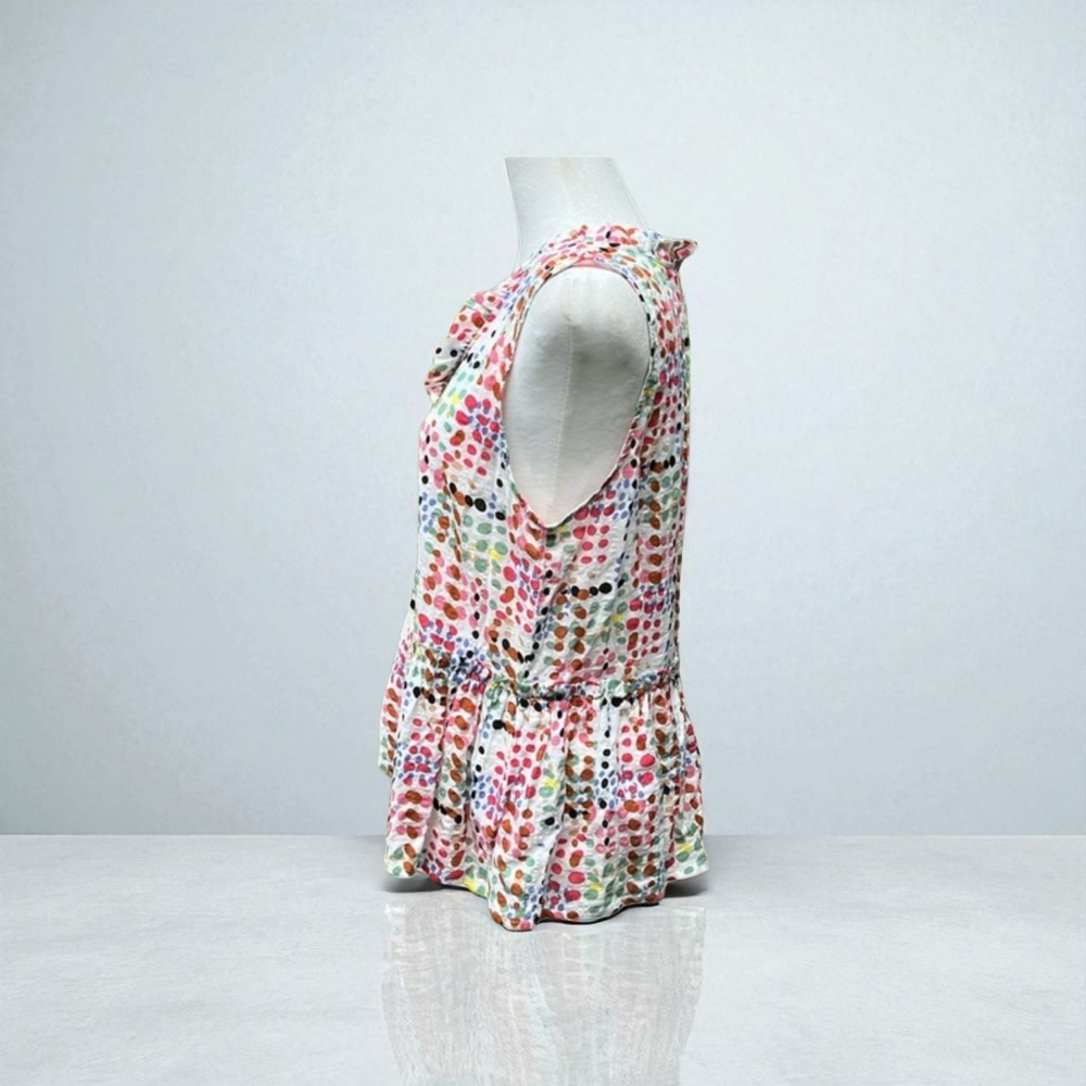 Anthropologie TMHL Sleeveless Peplum Dotted Tank in Multicolor Women’s Size S - Picture 5 of 10